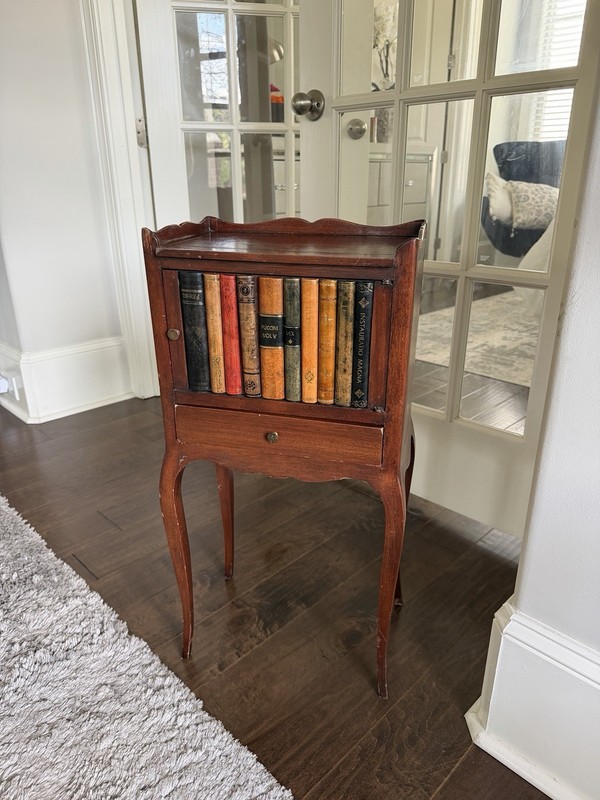 Louis XVI Style 19th Century Night Table Faux Books Mahogany Kingwood Rare gallery