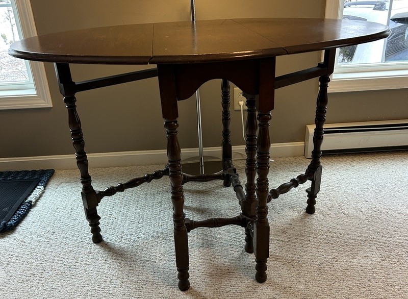 Antique English Oak Double Drop Leaf Gateleg Table W/Bobbin Legs – 48” Long