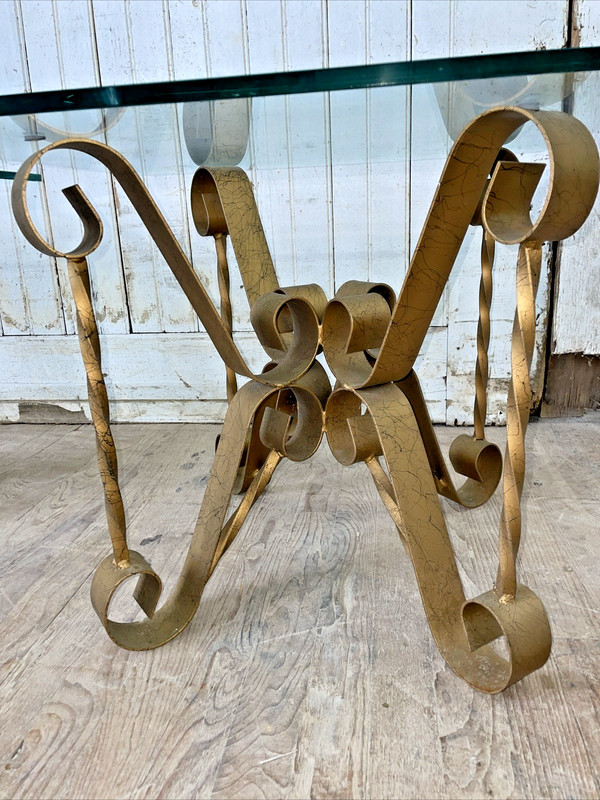 3 Mid Century Hollywood Regency Scroll & Twist Iron Glass Coffee & Side Table gallery
