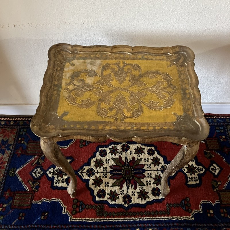 Set Of 2 Italia “Florentine” Gold Gilt Nesting Tables Ornate Design Italy gallery