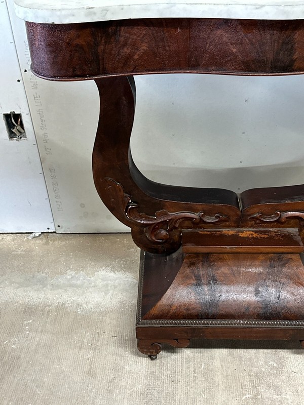 antique marble top empire pier table 1850 console flame mahogany gallery