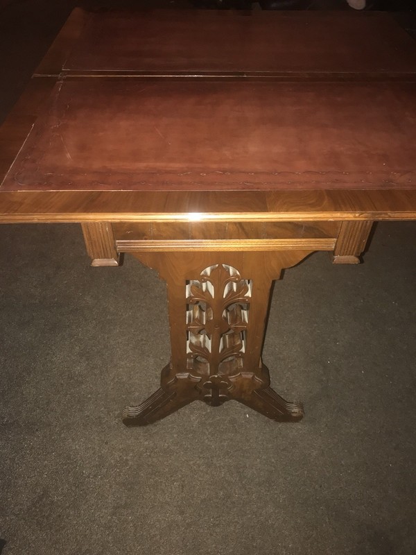 Antique Leather Top Game Table