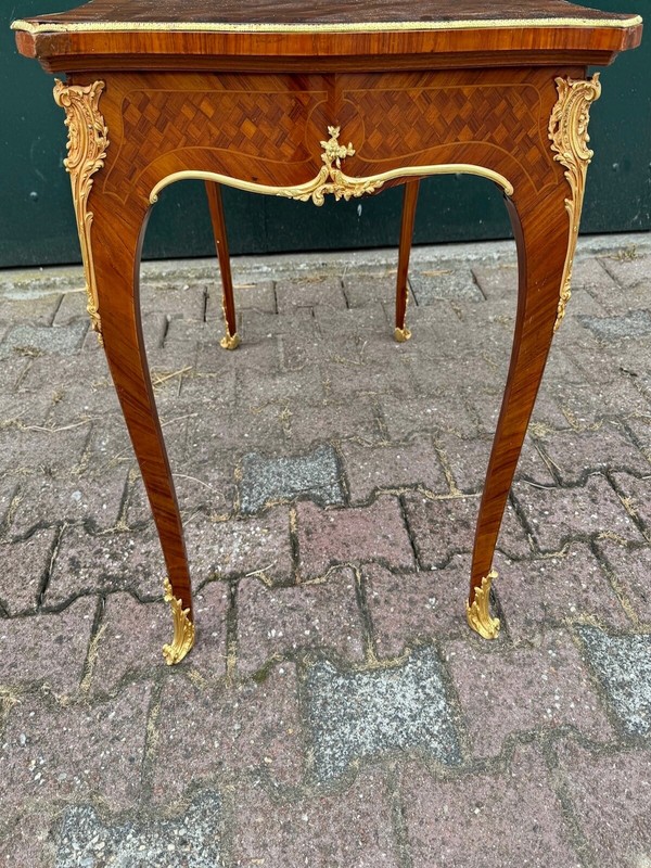 Accent Center Table Antique French 1840s Mahogany Marquetry Bronze Gilt Decor! gallery