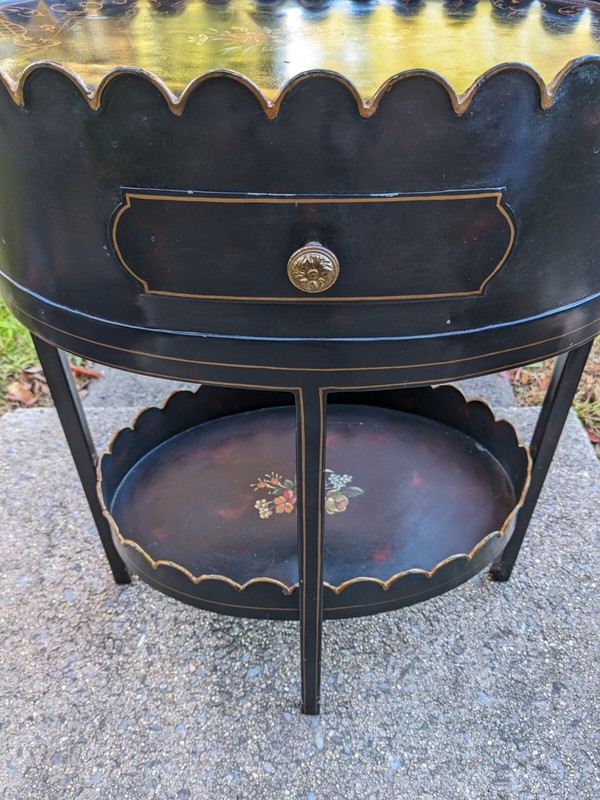 Maitland Smith Table English Regency Metal Black Painted Two Tier Vintage Rare!! gallery