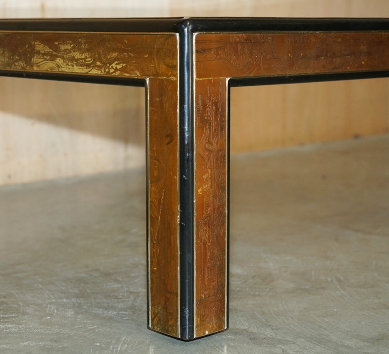 Mid Century Modern Bernhard Rohne Mastercraft Acid Etched Coffee Cocktail Table gallery