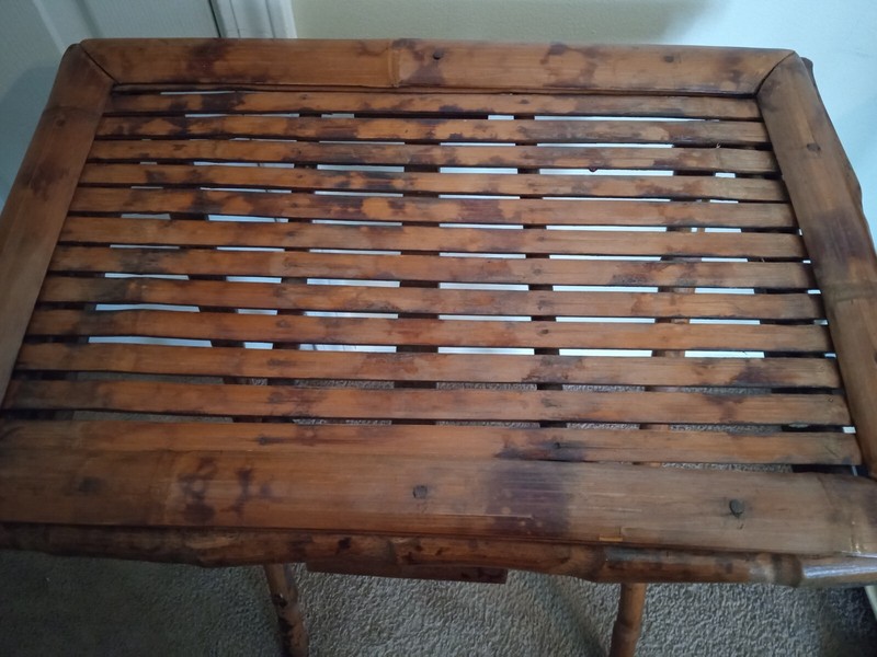 vintage tortoise bamboo burned folding table gallery
