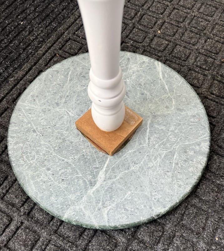 Vintage Bombay Company ? 12” Green Marble Top White Base Small Pedestal Table gallery