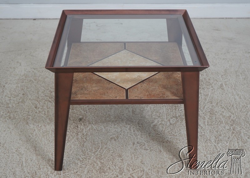 F72393: Square Glass Top Mid Century Modern 2 Tier Tile Coffee Table gallery