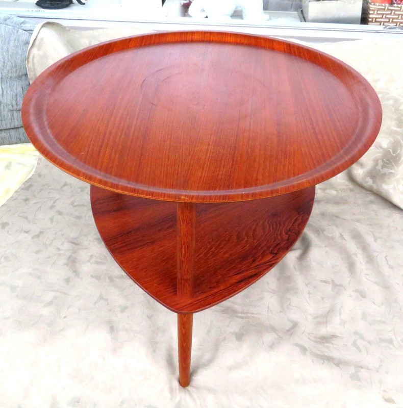 VINTAGE 1950 FRITZ HANSEN DANISH MODERN TEAK WOOD TRAY SIDE TABLE DENMARK MCM gallery