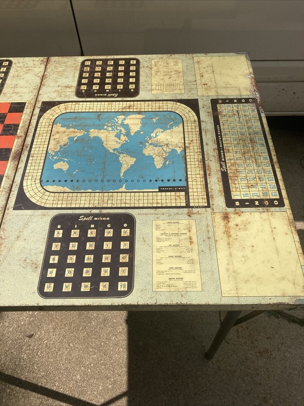 TRUE VINTAGE QUAKER FOLD- MATIC GAME METAL PORTABLE TABLE gallery