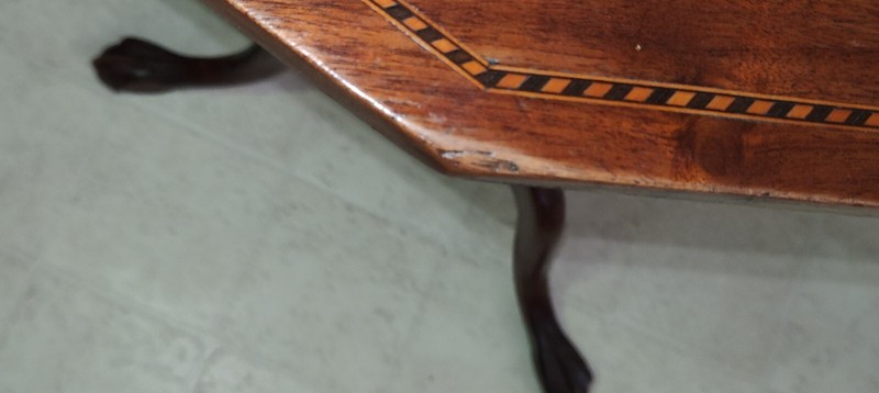 1920s American Chippendale Mahogany Tilt-Top Table W/ Maple Marquetry. BEAUTIFUL gallery