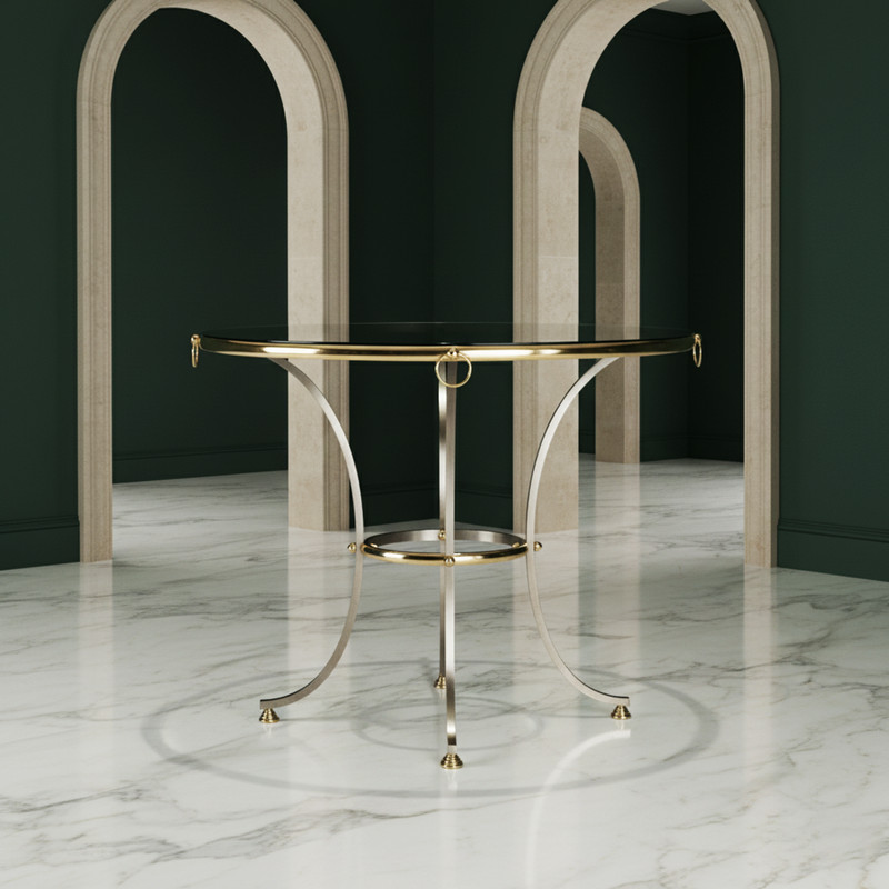 Hollywood Regency Maison Jansen Style Circular Dining Table ca. 1970s gallery