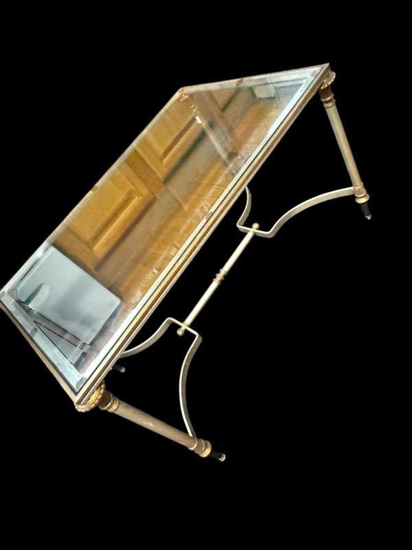 Hollywood Regency Manor Of Maison Jansen Beveled Glass Table Steel & Brass Italy gallery