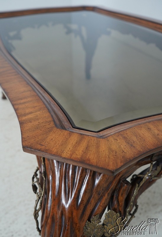 L63313EC: LABARGE Art Nouveau Large Glass Top Coffee Table gallery