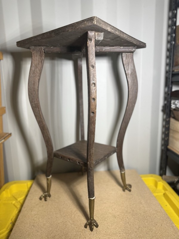 Art Nouveau Pedestal Side Occassional Table Plant Stand Two Tier Antique Claw