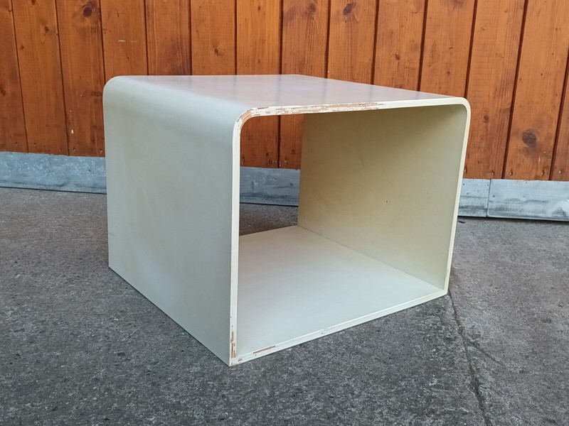 70s Vintage Table Retro Side Table Post Modern Wood Cubus Space Age 80s