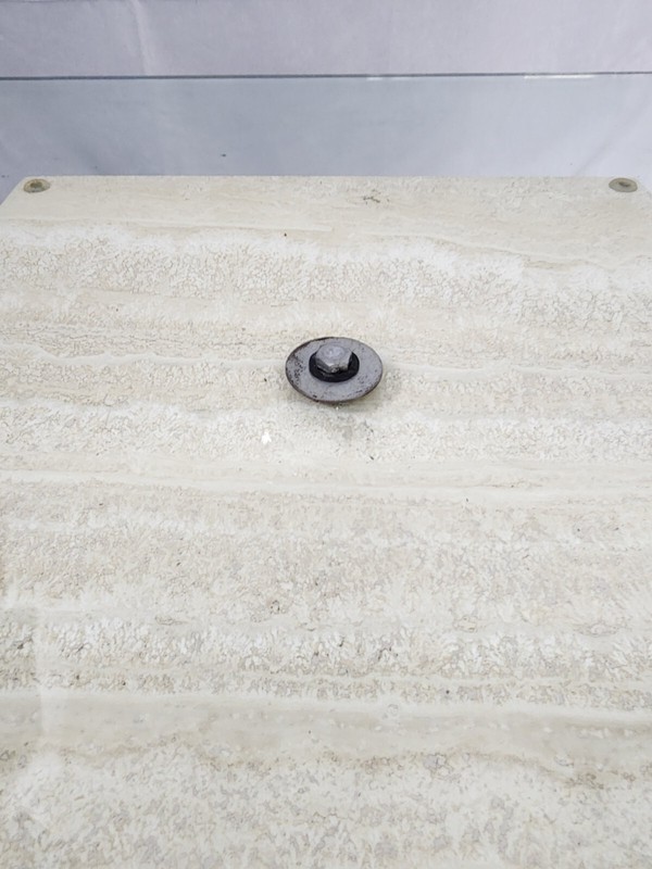 Travertine Coffee Table Unusual Cover Over Glass RARE! gallery