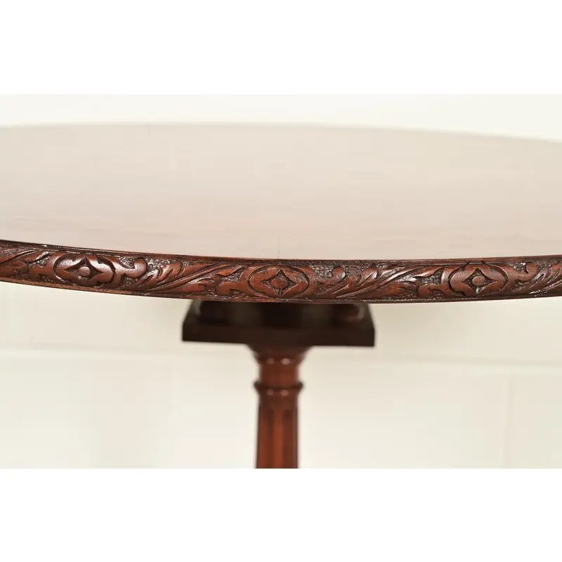 Smith & Watson Georgian Mahogany and Burl Wood Pedestal Tea Tables, Pair gallery