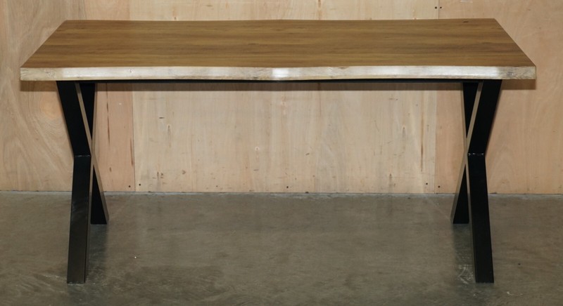 DECORATIVE CONTEMPORARY X FRAMED DINING TABLE & BENCHES PART OF A DINING SUITE gallery
