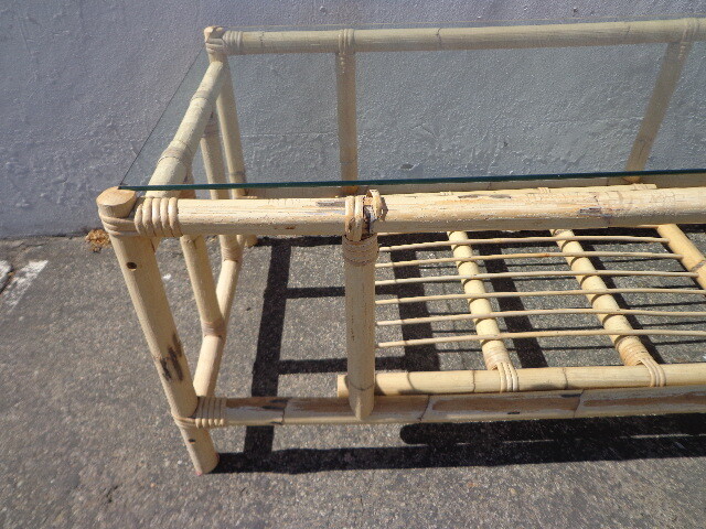 Rattan Coffee Table Cocktail Bohemian Boho Chic Accent Stand Chippendale Chinese gallery