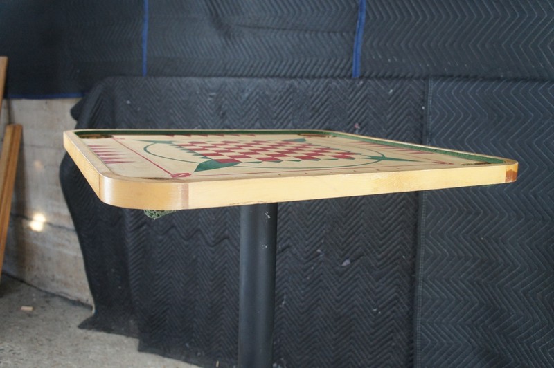 Vintage Carrom Crokinole Chess Checkers Game Board Pedestal Table 42" gallery