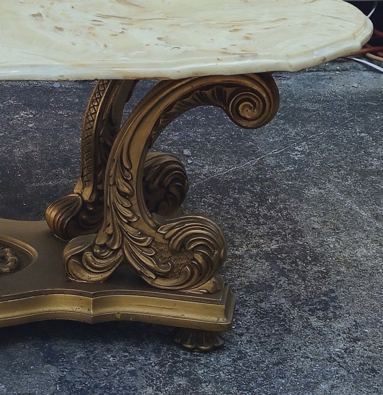 Italian Provincial Marble and Gold Coffee Table 64" gallery