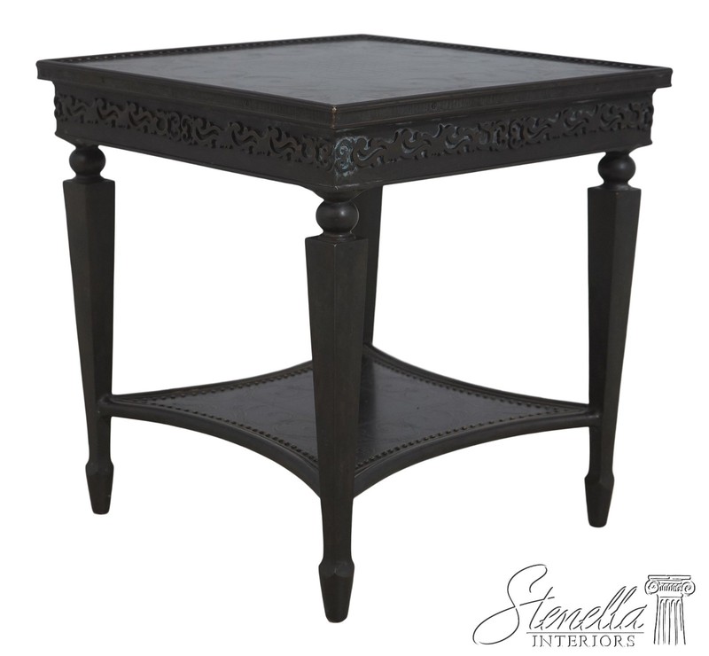 L72142: THEODORE ALEXANDER Bronze 2 Tier Square Etched Side Table