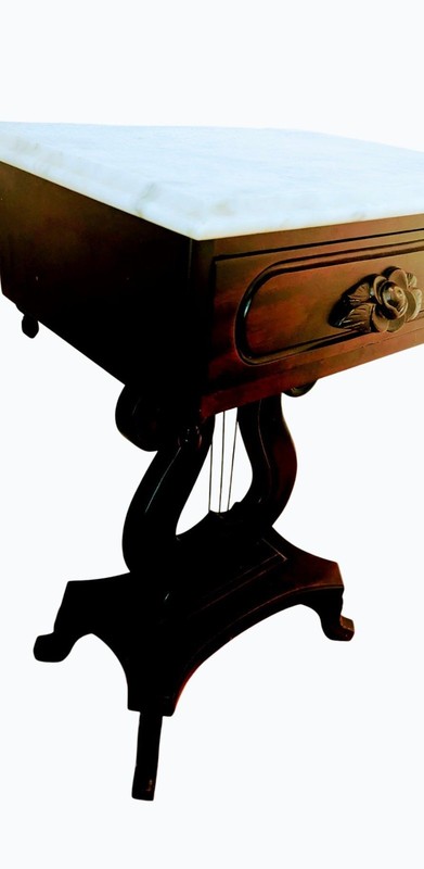 Vintage Victorian Style Lyre-Harp Mahogany Italian table. gallery