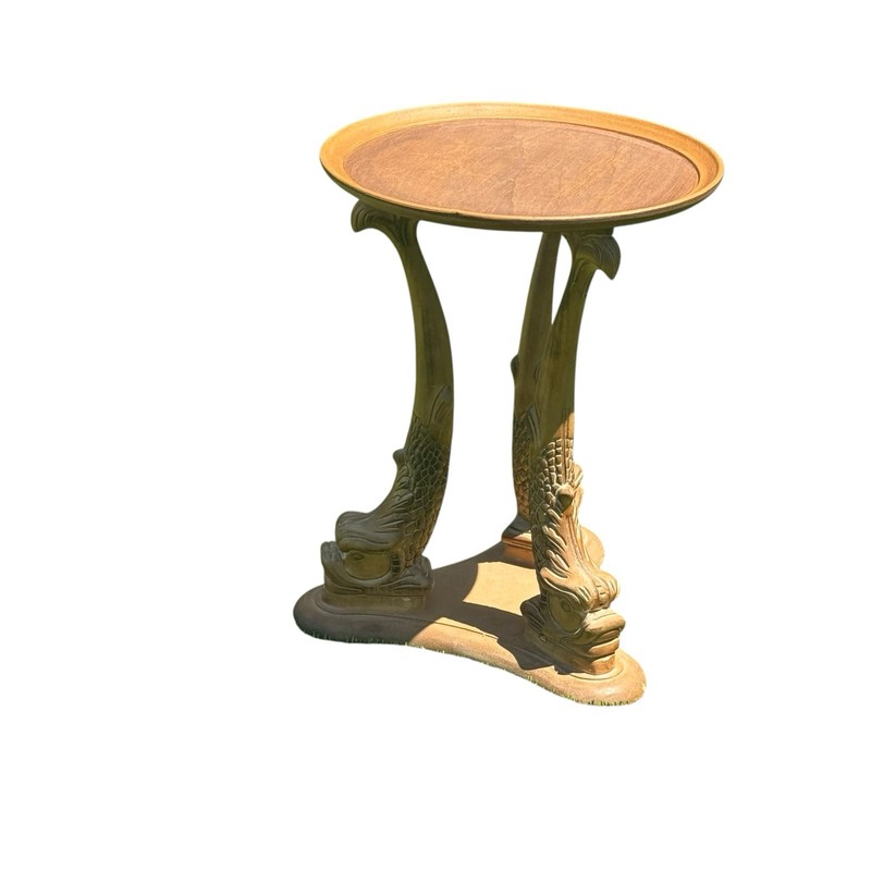 Vintage Italian Dolphin Fish Side Table Hollywood Regency Coastal Accent gallery