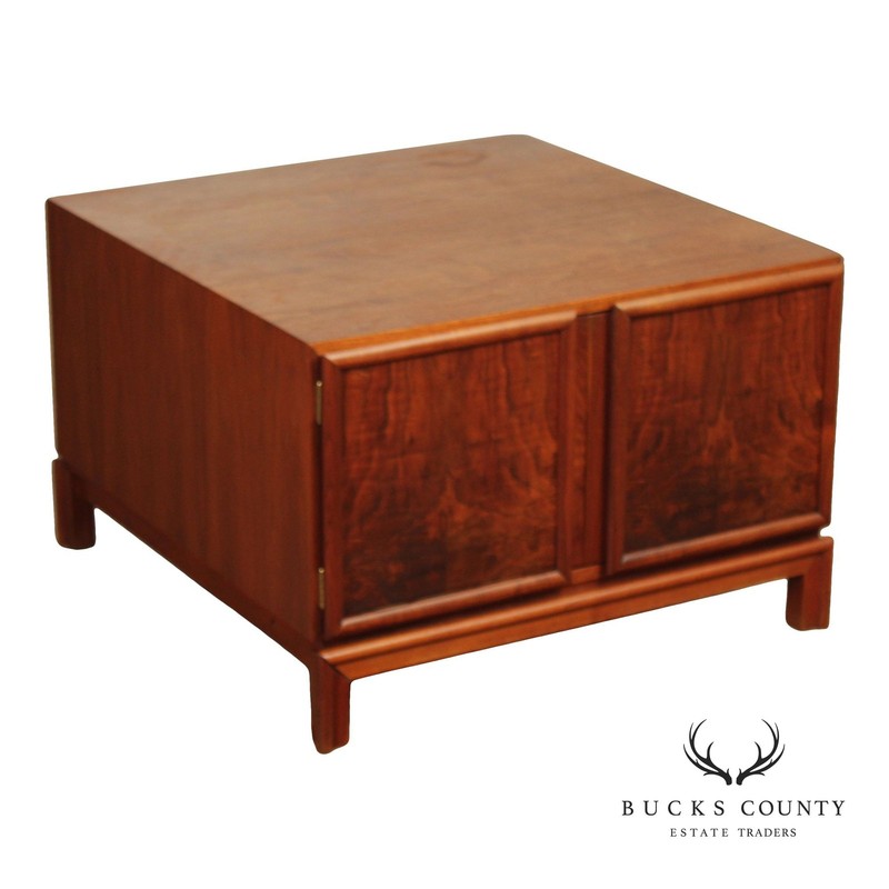 Brown Saltman Mid-Century Modern Walnut Cube Cabinet Coffee Table