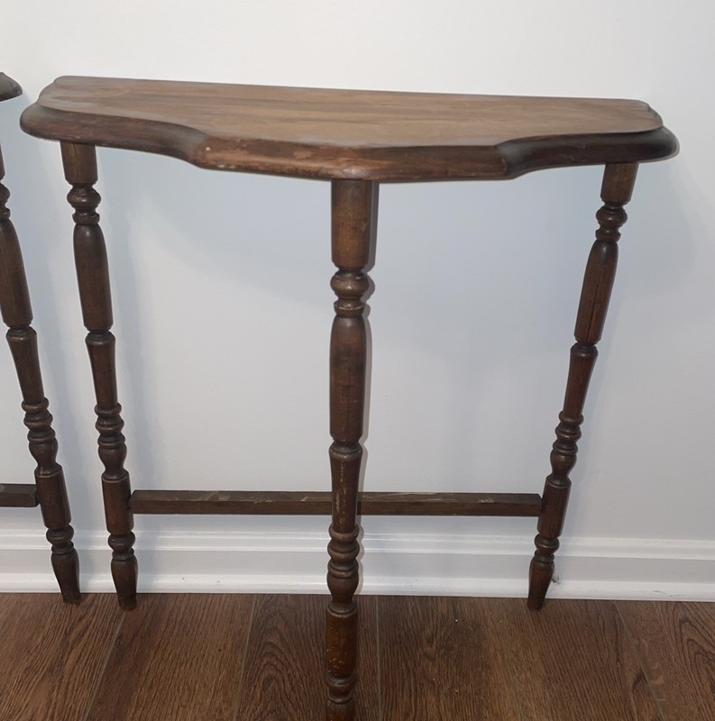 Demilune Entry Tables Rare MATCHING PAIR & RARE SIZE Antique Tables MCM Sides gallery