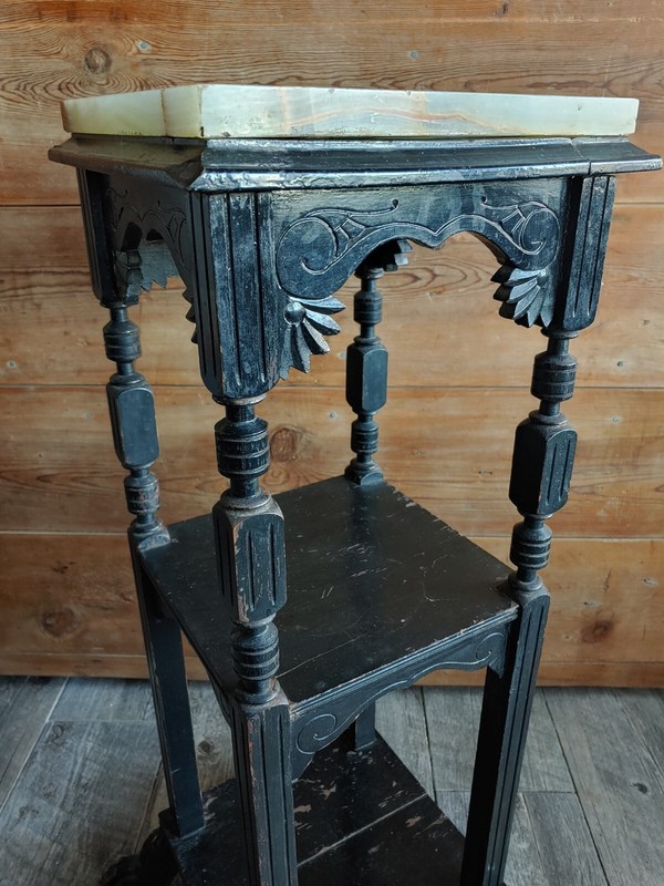 Antique Eastlake? Victorian 3-tier Plant Stand, Parlor Table with Marble Top gallery