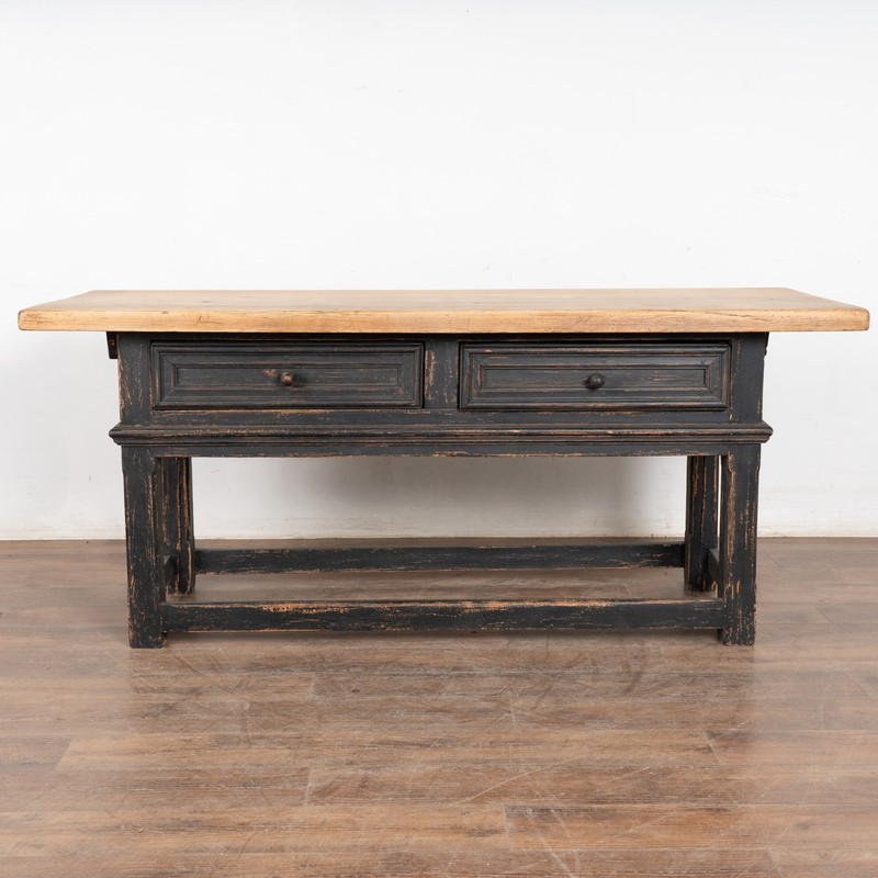 19th Century Black Painted Library Console Table, Denmark gallery