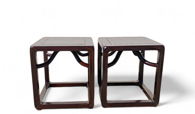 Pair Handcrafted Square Asian Tables gallery