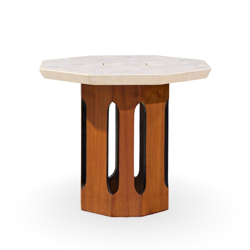 Harvey Probber Mid Century Walnut and Terrazzo Side End Tables - Pair gallery
