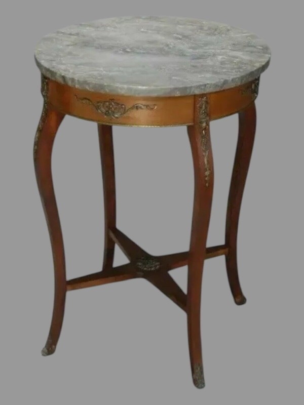 Antique Victorian Marble Top Parlor Table Stand With Bronze Ormolu Decoration gallery