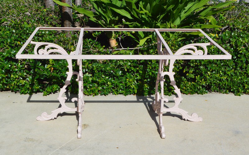 Vintage Heavy Wrought Iron Dining Table W/ Glass Top gallery