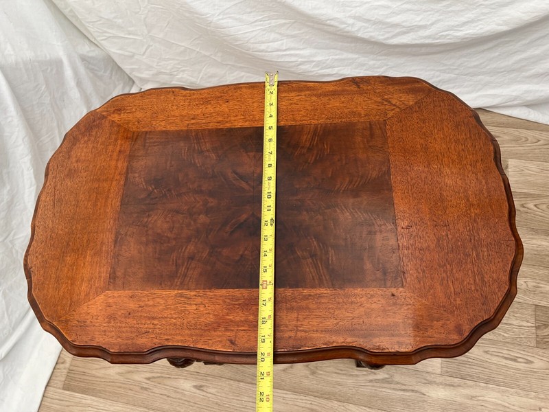 Rare Italian Victorian Parlor Table Six Legs Rectangular shape Burled Mahogany gallery