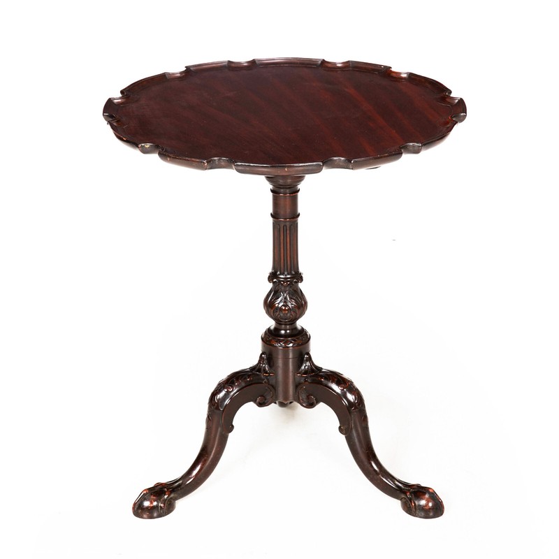 English George III Carved Mahogany Pie Crust Tilt Top Table ca. 1780 gallery
