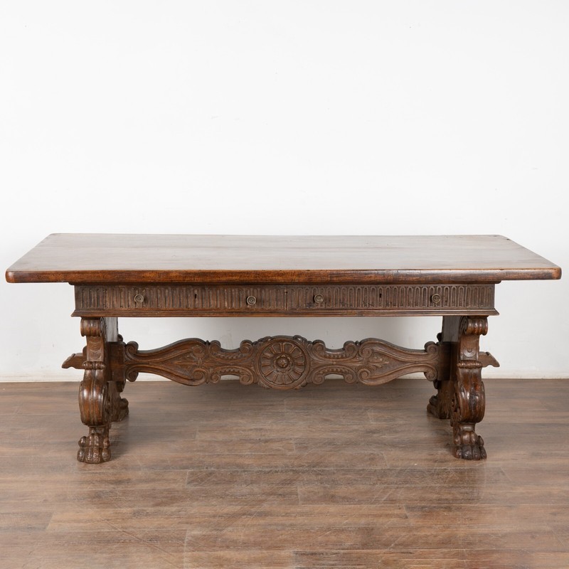 18th Century Italian Carved Walnut Desk or Console Table gallery