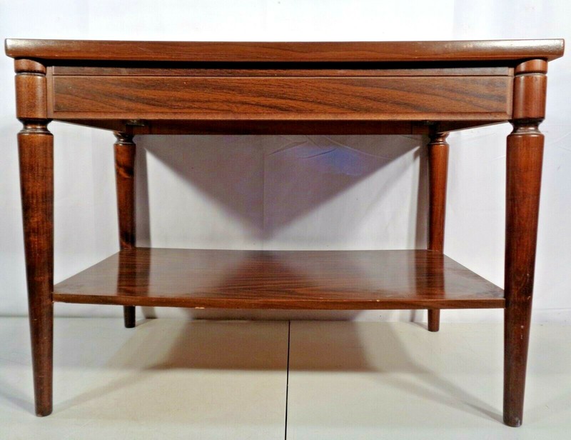 VTG Mid Century Modern 2 Tier End Side Accent Table Tapered Hardwood Legs 1960’s