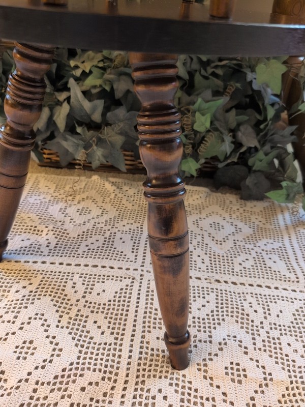 Vtg George B. Bent 2 Tier Maple Wood Round tri-leg Lamp End Table Night Stand gallery