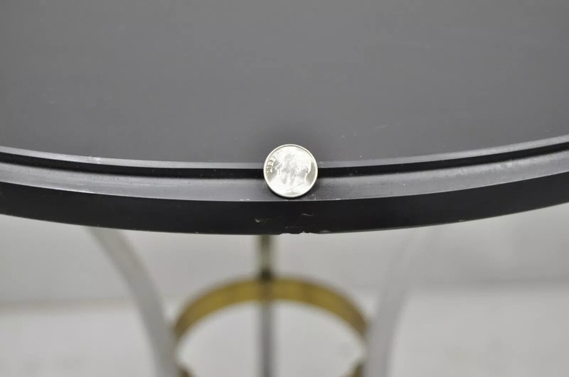 Maison Jansen Style Steel and Bronze Hoof Round Slate Top Regency Side Table gallery
