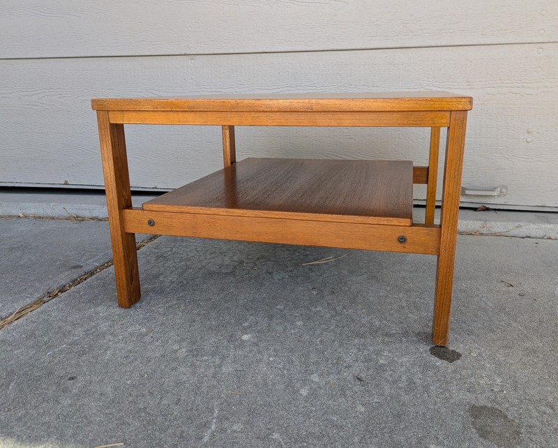 Vintage Mid Century Danish Modern Teak Wood 2-Tier Coffee Table Sweden T47 gallery