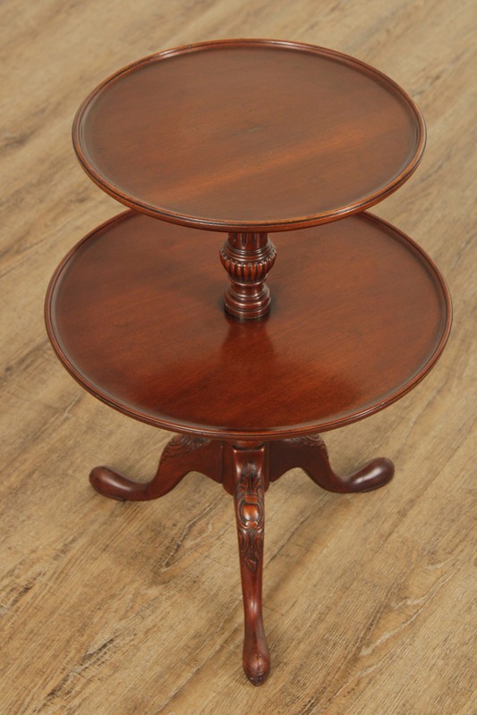 Georgian Style 1940’s Mahogany Round Two Tier Dumbwaiter