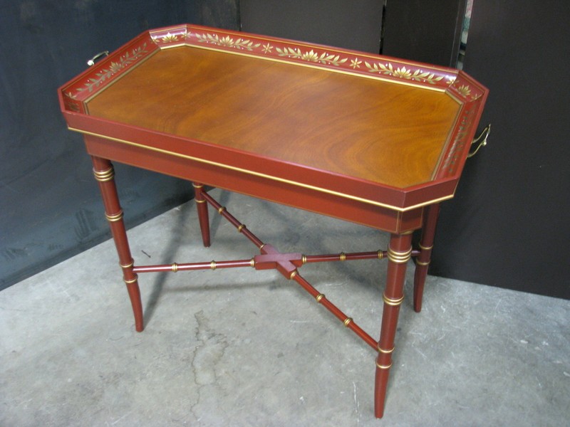 Kindel Furniture "Varney & Sons" Regency Style Tray Top Tea Table; Bamboo Legs gallery