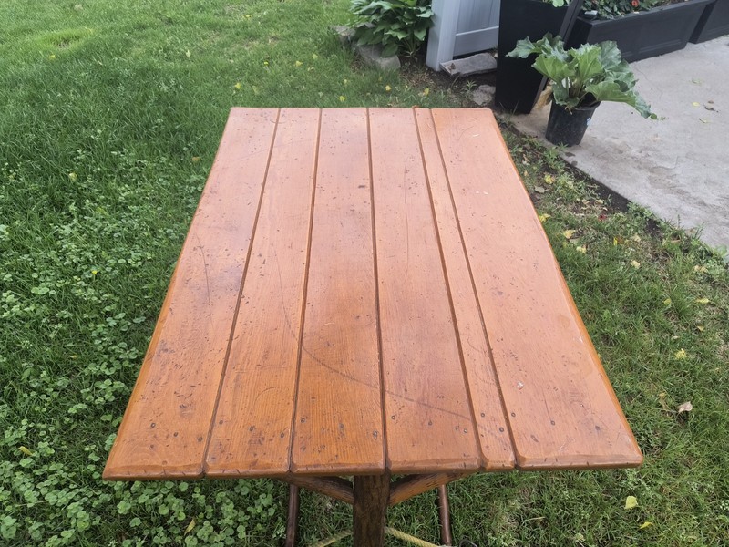 Rare signed Old hickory 1930's Adirondack rustic lodge camp cabin dining table gallery