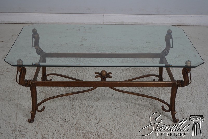 70158: Regency Style Wrought Iron Glass Top Coffee Table gallery