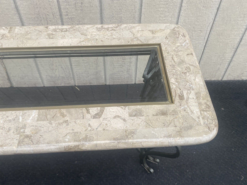 65883 Modern Marble Top Console Table with Glass Insert gallery