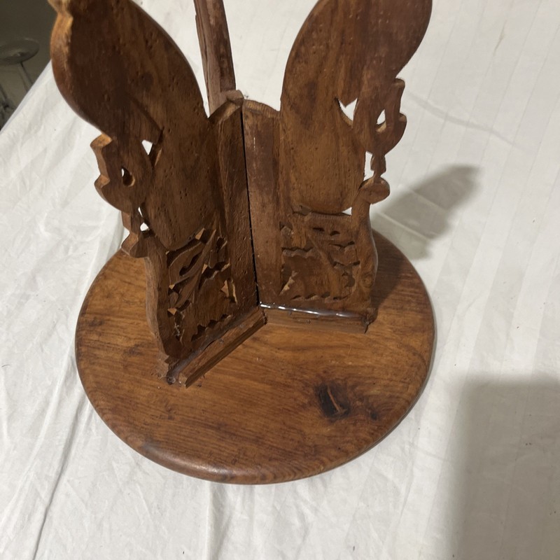 VINTAGE HAND CARVED FOLDING WOODEN SMALL TABLE MADE IN INDIA INLAY gallery